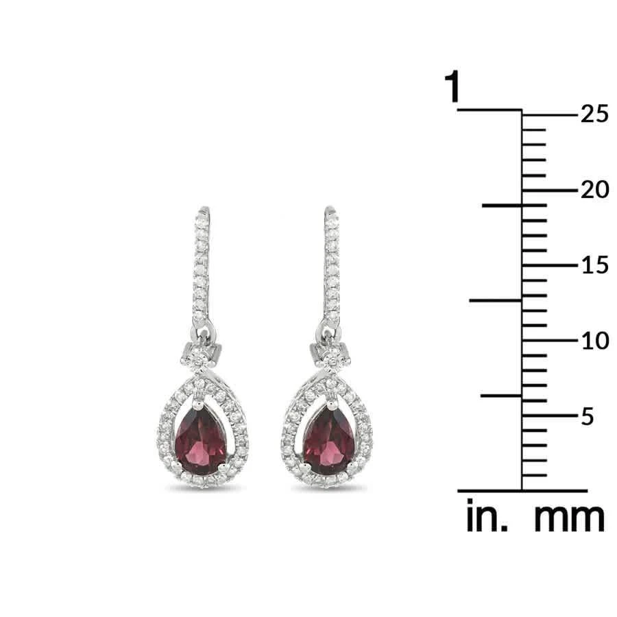 商品LB Exclusive|14K White Gold 0.20 ct Diamond and Garnet Dangle Earrings,价格¥3756,第3张图片详细描述