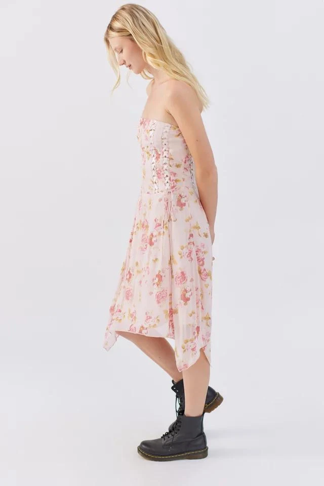 商品Urban Outfitters|UO Floral Lace-Up Midi Dress,价格¥377,第4张图片详细描述