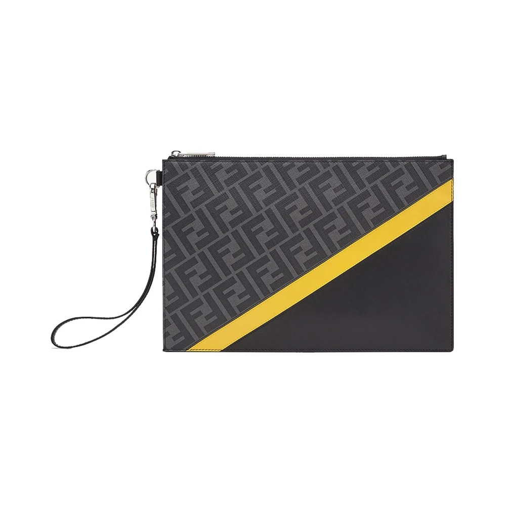 商品[国内直发] Fendi|FENDI 男士黑/黄色手拿包 7N0110-A9XS-F0R2A,价格¥5280,第1张图片