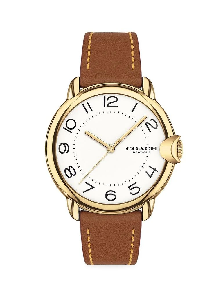 商品Coach|Arden Stainless Steel Leather-Strap Watch,价格¥1873,第1张图片