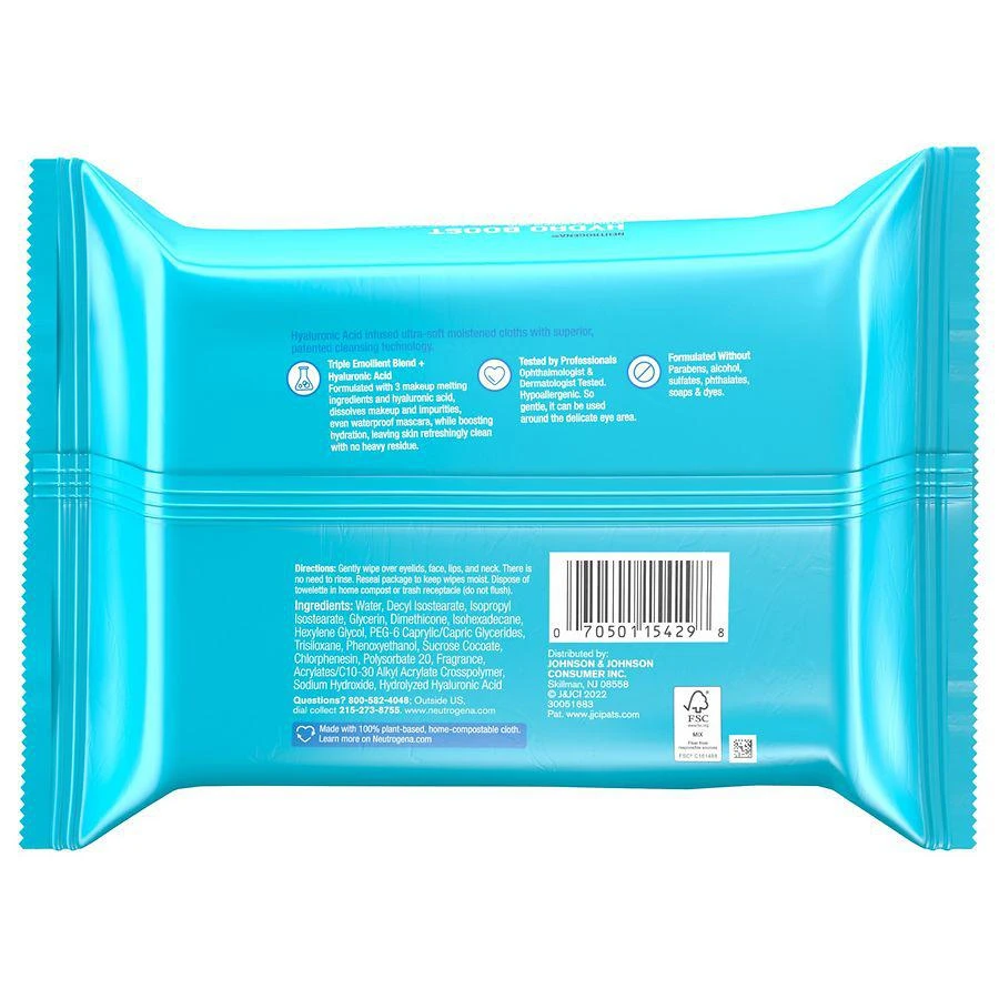 商品Neutrogena|Hydro Boost Face Cleansing Cloths & Makeup Wipes,价格¥79,第4张图片详细描述