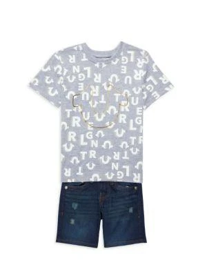 商品True Religion|Baby Boy’s 2-Piece Logo Tee & Denim Shorts Set,价格¥119,第1张图片
