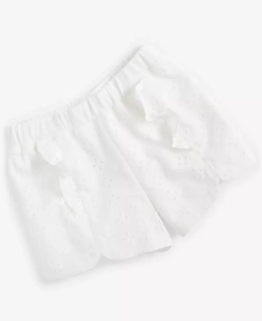 商品First Impressions|Baby Girls Eyelet Ruffle Cotton Shorts, Created for Macy's,价格¥30,第1张图片