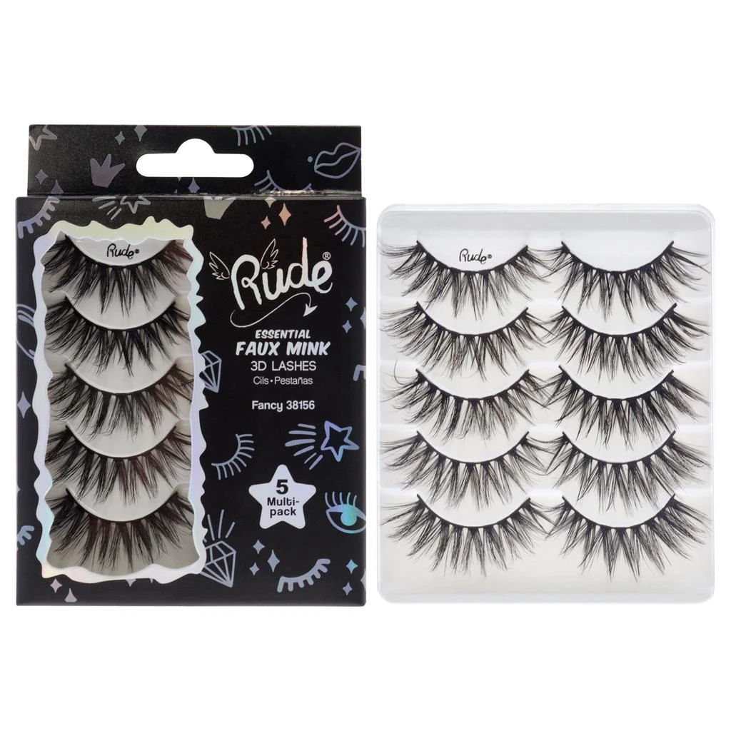 商品Rude Cosmetics|Essential Faux Mink 3D Lashes - Fancy by  for Women - 5 Pair Eyelashes,价格¥179,第1张图片