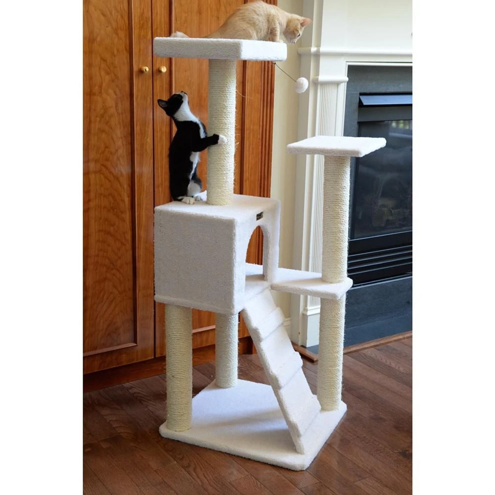 商品Macy's|53" Fleece Covered High Real Wood Cat Tree,价格¥1570,第4张图片详细描述