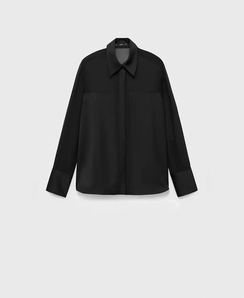 商品Mango|Women's Concealed Buttons Detail Chiffon Shirt,价格¥375,第1张图片