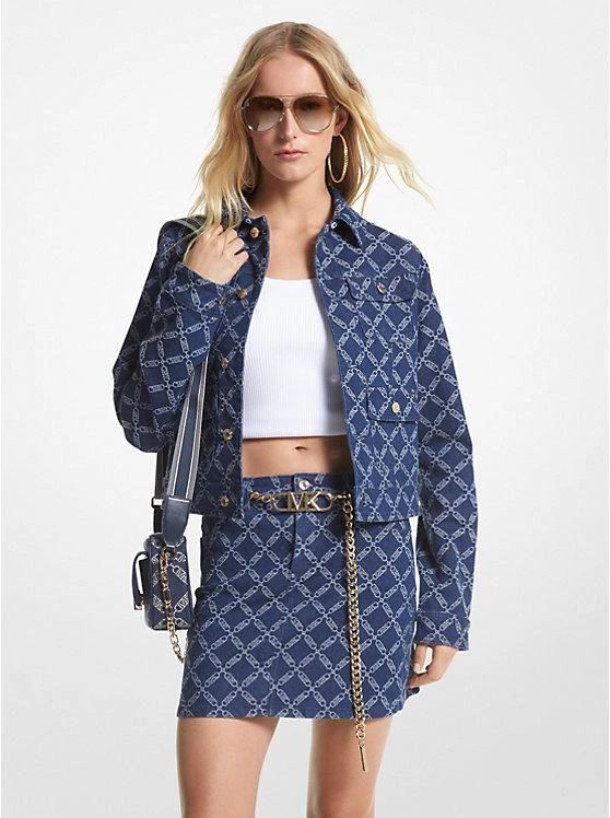 商品Michael Kors|Empire Logo Denim Belted Mini Skirt,价格¥502,第1张图片