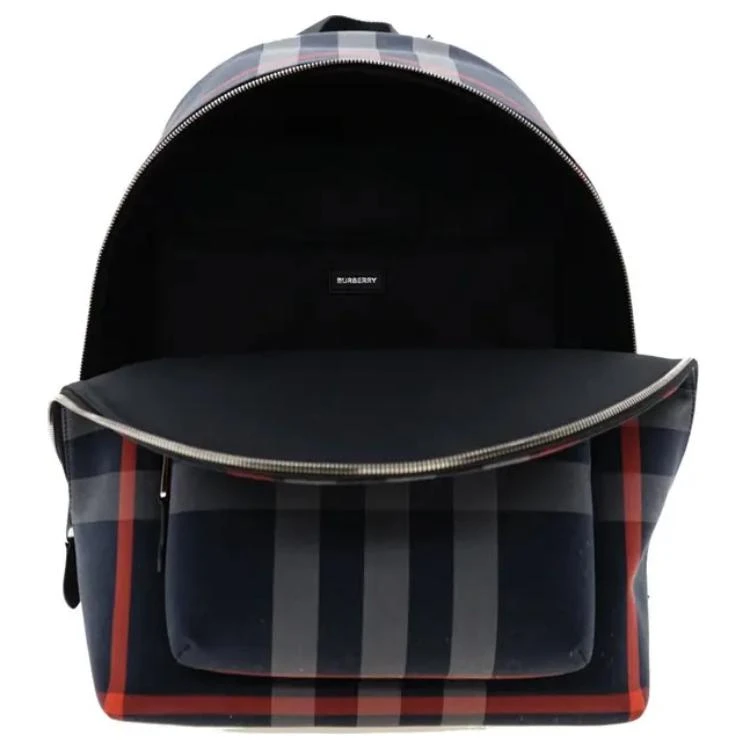 商品[国内直发] Burberry|博柏利 可调节肩带拉链开合格纹设计 棉质 双肩包 男款 深蓝色拼红色,价格¥4288,第5张图片详细描述