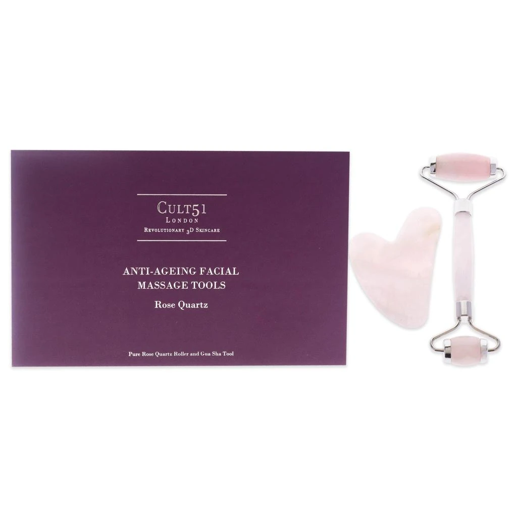 商品Cult51|Anti-Ageing Facial Massage Tools by Cult51 for Unisex - 2 Pc Pure Rose Quartz Roller, Gua Sha Tool,价格¥346,第1张图片