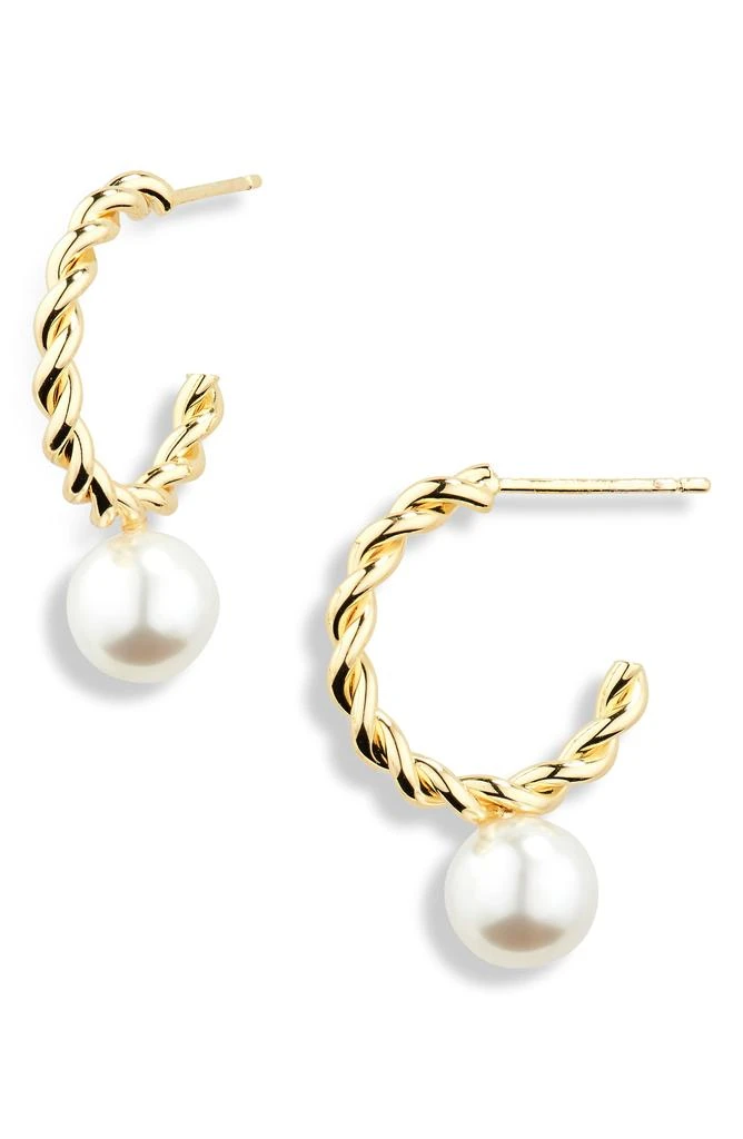 商品Nordstrom|Demi-Fine Faux Pearl Twist Hoop Earrings,价格¥63,第1张图片