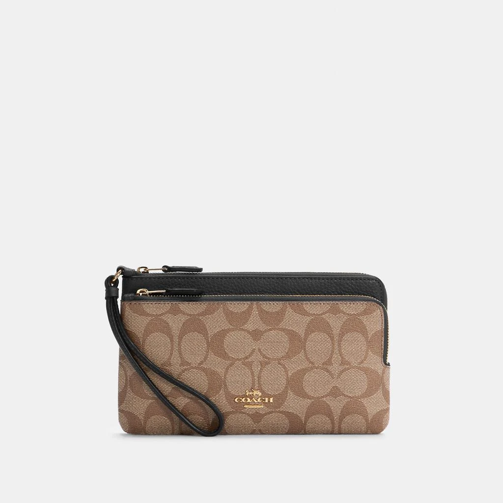 商品Coach|COACH Double Zip Wallet In Signature Canvas,价格¥615,第1张图片