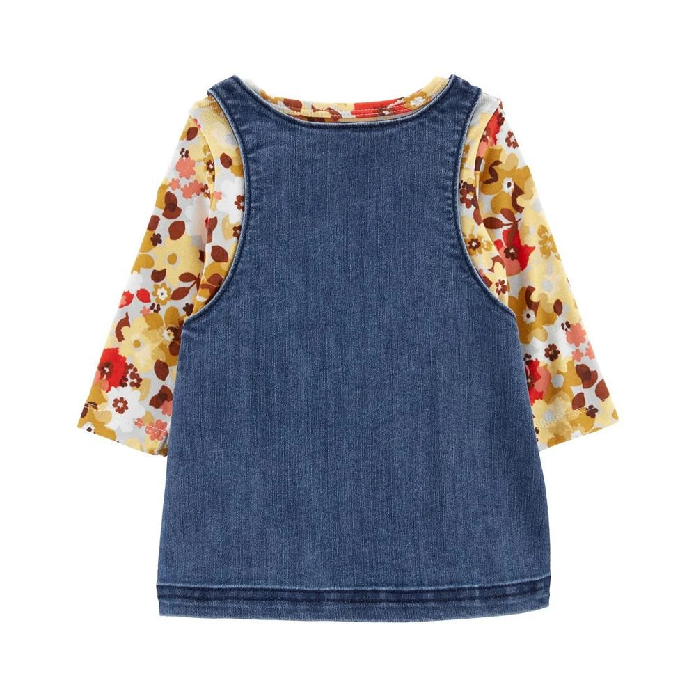 商品Carter's|Baby Girls Floral T-shirt, Denim Jumper and Tights, 3 Piece Set,价格¥267,第2张图片详细描述