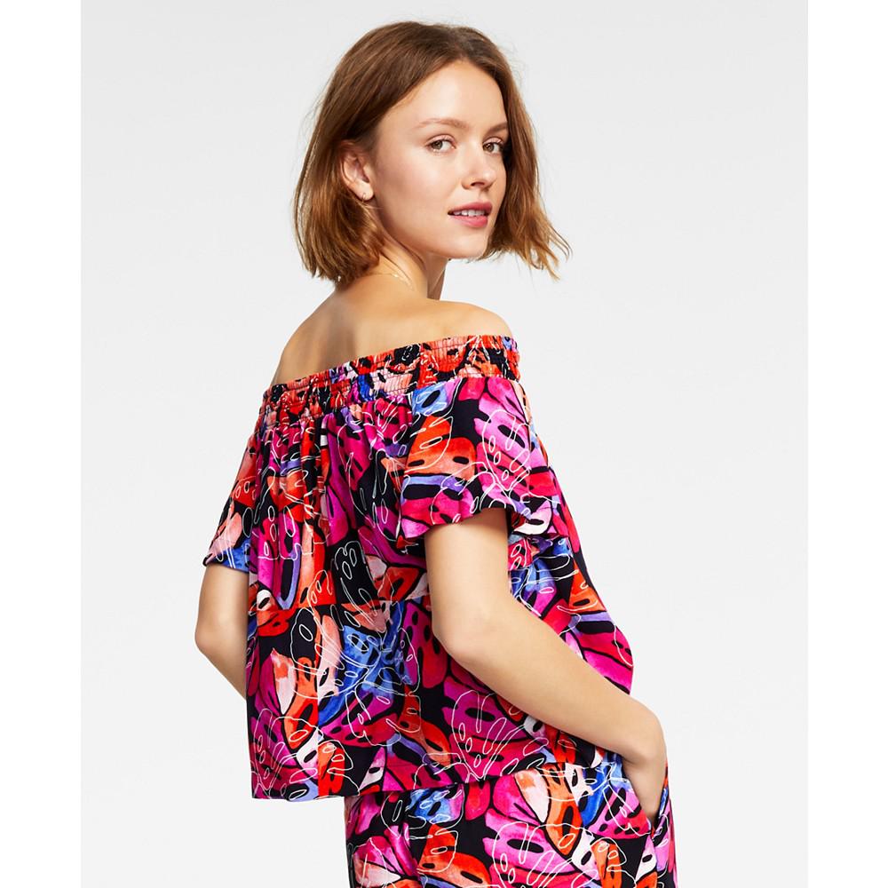 Women's Printed Off-The-Shoulder Top商品第2张图片规格展示