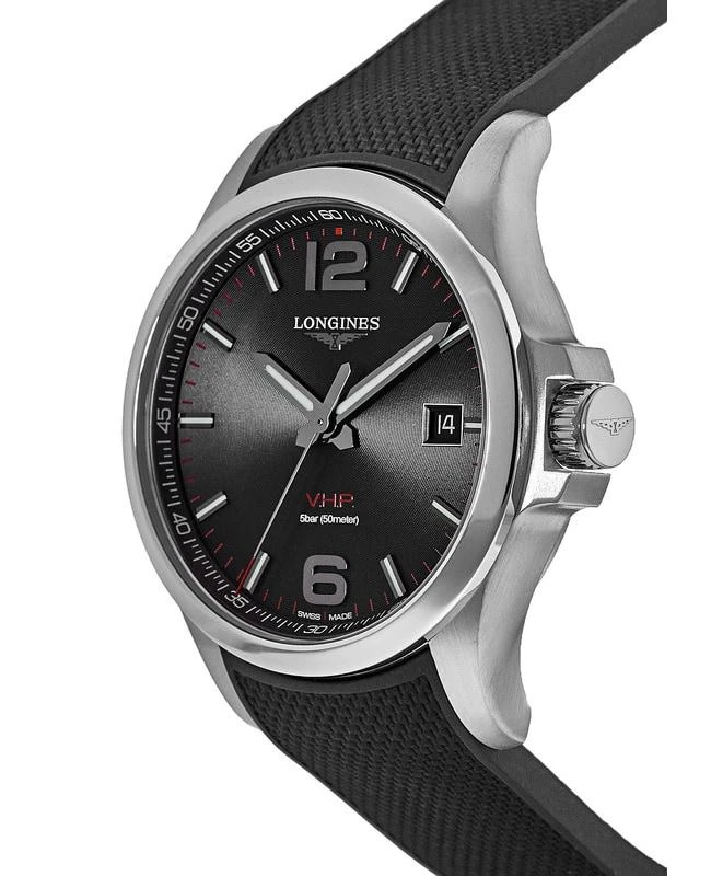 商品Longines|Longines Conquest V.H.P. 43mm Black Dial Rubber Strap  Men's Watch L3.726.4.56.9,价格¥4819,第3张图片详细描述