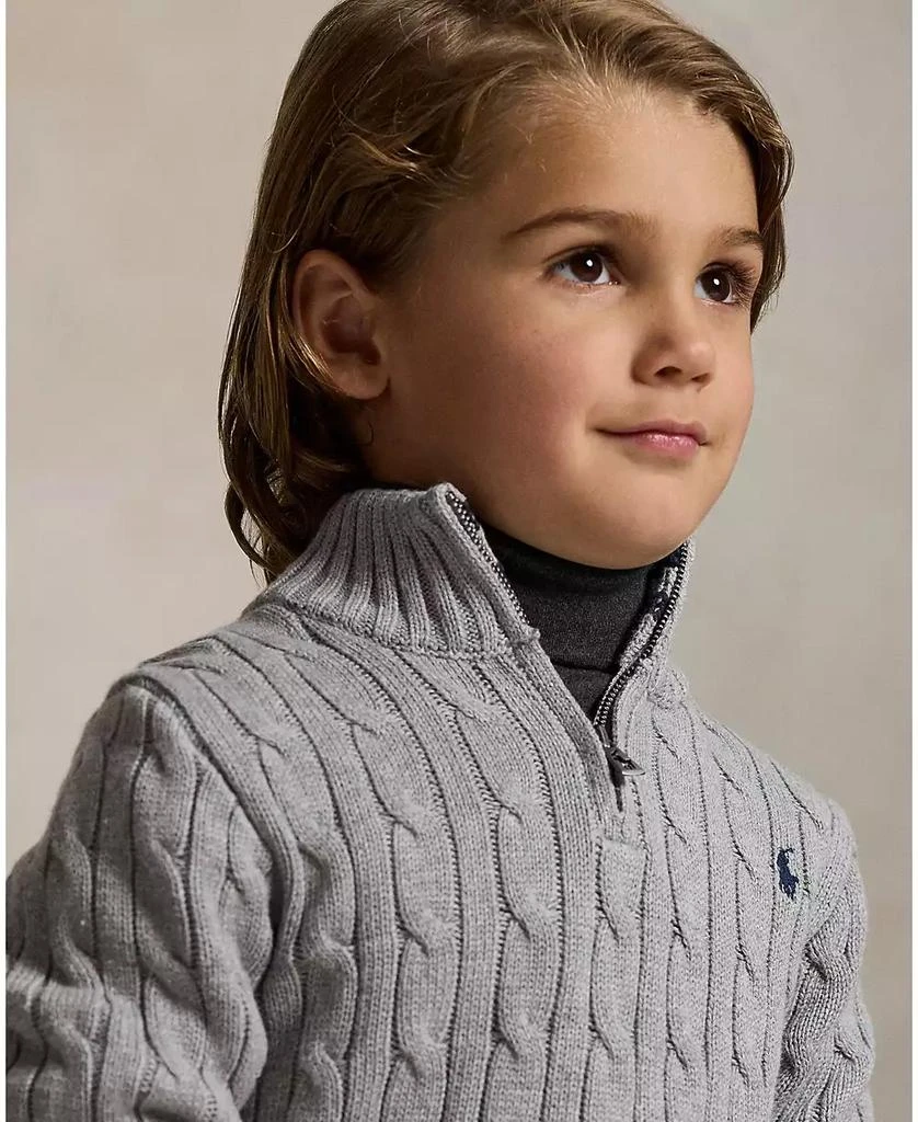 商品Ralph Lauren|Boys 2-7 Cable-Knit Cotton Quarter-Zip Sweater,价格¥388,第3张图片详细描述