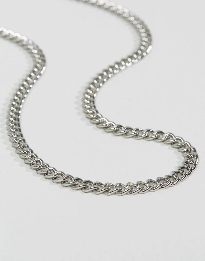 商品ASOS|ASOS DESIGN long curb chain necklace in silver tone,价格¥86,第1张图片