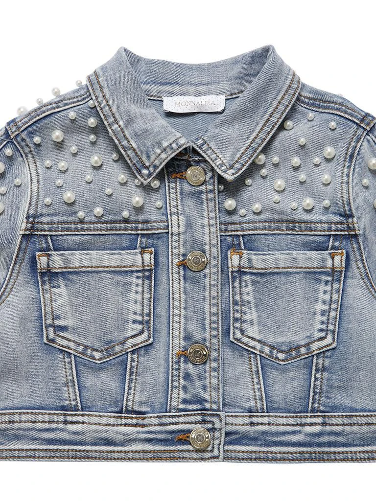 商品MONNALISA|Embellished Washed Cotton Denim Jacket,价格¥1476,第2张图片详细描述