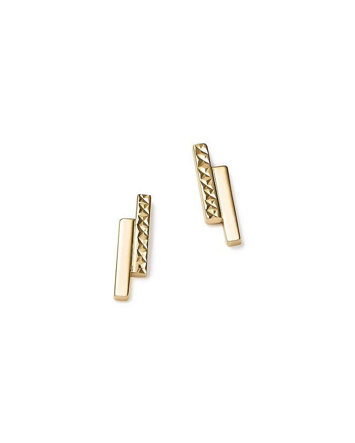 商品Bloomingdale's|14K Yellow Gold Textured Double Bar Stud Earrings  - Exclusive,价格¥4194,第1张图片详细描述