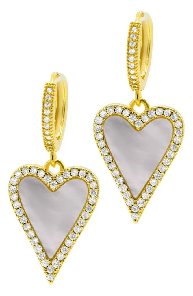 商品ADORNIA|Crystal & Mother of Pearl Heart Drop Earrings,价格¥224,第3张图片详细描述
