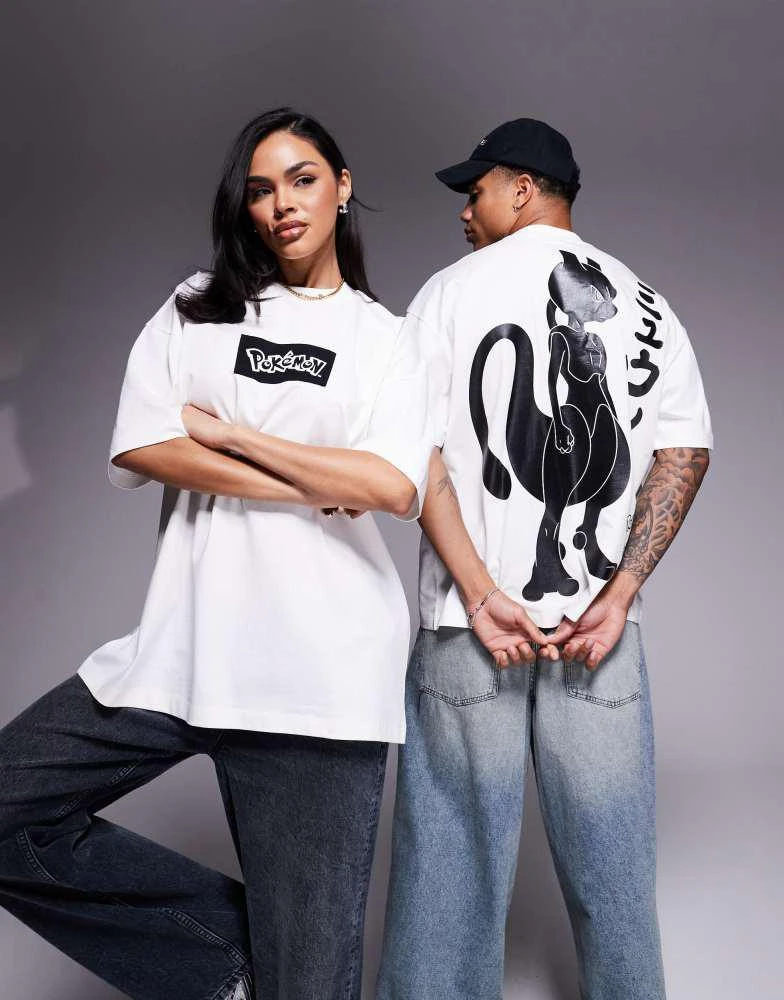 商品ASOS|ASOS DESIGN Pokemon unisex oversized t-shirt with Mewtwo prints in off white,价格¥230,第1张图片