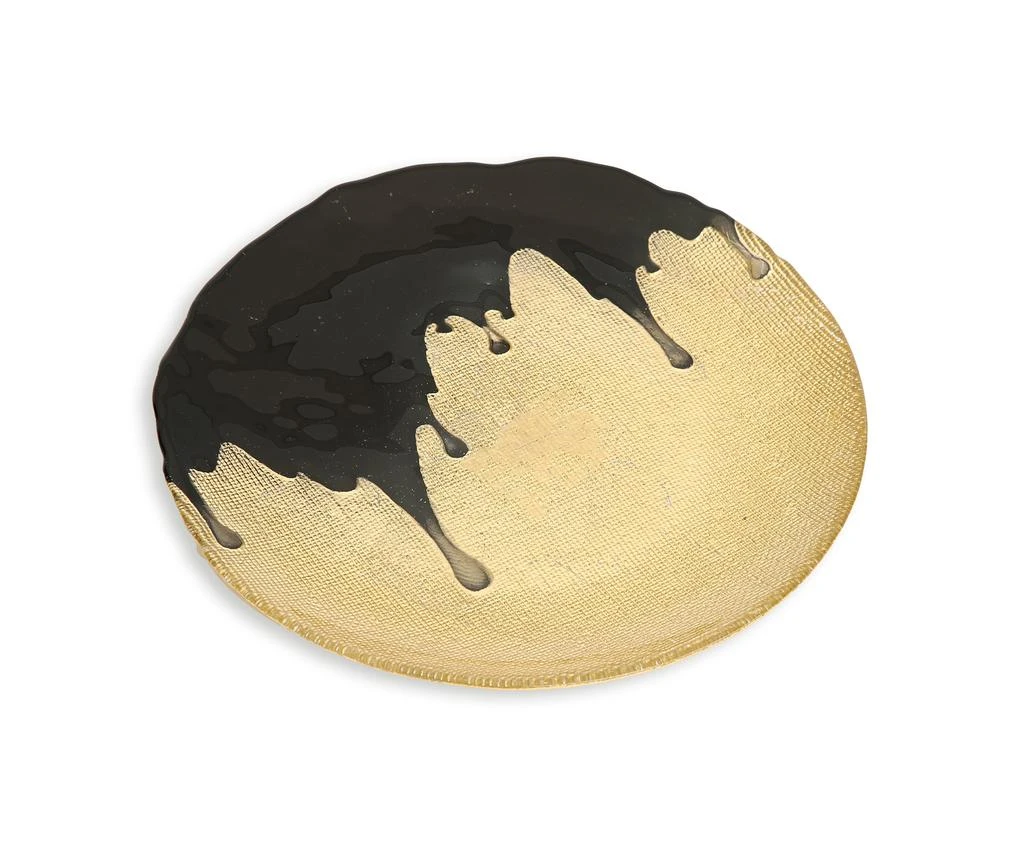 商品Classic Touch Decor|11"D Set of 4 Dinner Plates Gold with Black Dipped Design,价格¥856,第1张图片