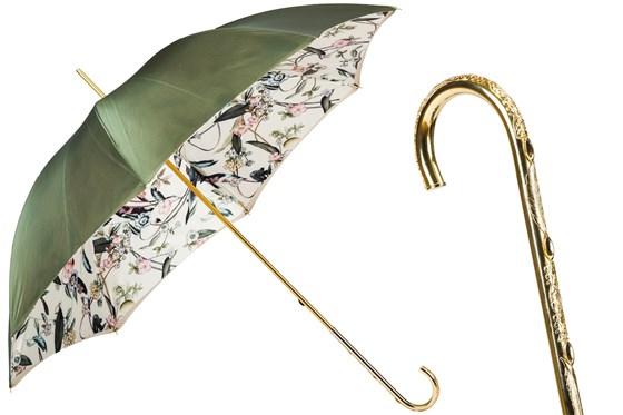 Pasotti 葩莎帝 复古橄榄绿素雅花朵女生晴雨伞商品第1张图片规格展示