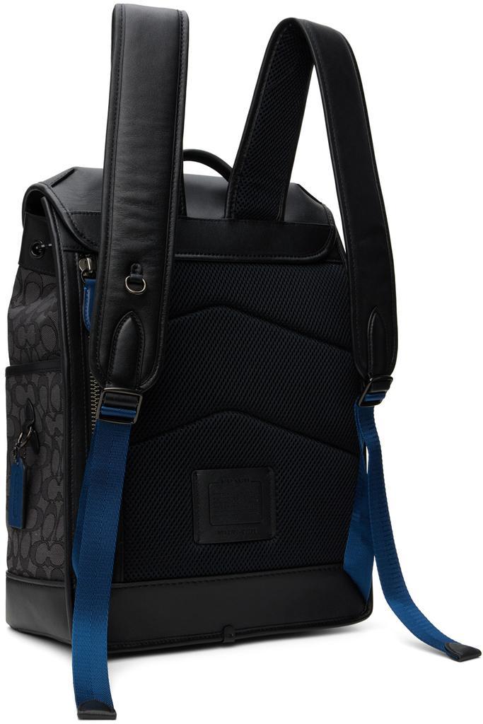 商品Coach|Black & Gray League Flap Backpack,价格¥4800,第5张图片详细描述