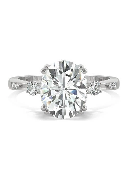 商品Charles & Colvard|Colvard 3.14 Ct. T.w. Moissanite Oval Engagement Ring In 14K White Gold,价格¥11922,第4张图片详细描述