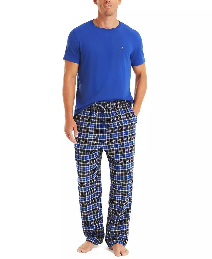 商品Nautica|Men's Plaid Pajama Pants & Solid Pajama T-Shirt Set,价格¥414,第1张图片