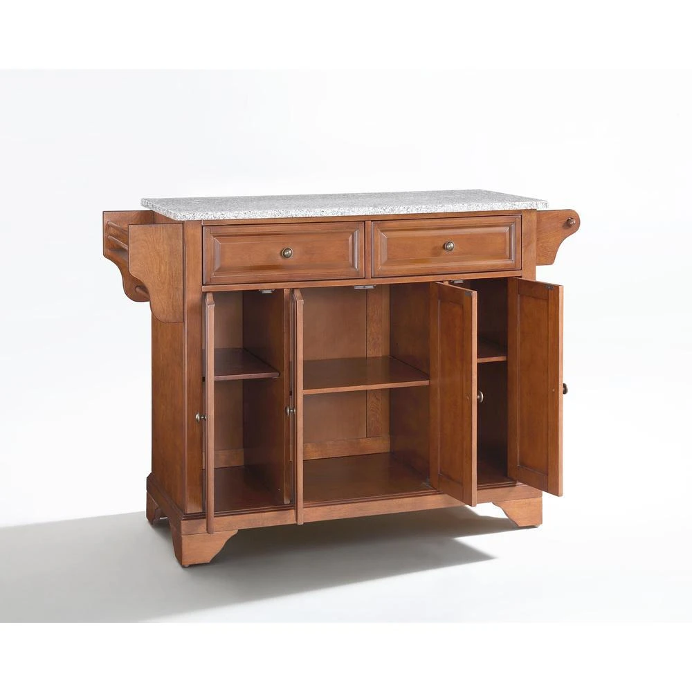 商品Crosley Furniture|Lafayette Granite Top Full Size Kitchen Island/Cart Cherry/Gray,价格¥5663,第2张图片详细描述