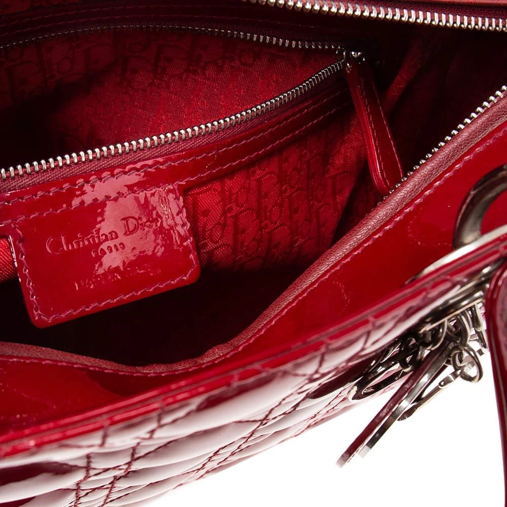 Dior Dark Red Cannage Patent Leather Large Lady Dior Tote 商品
