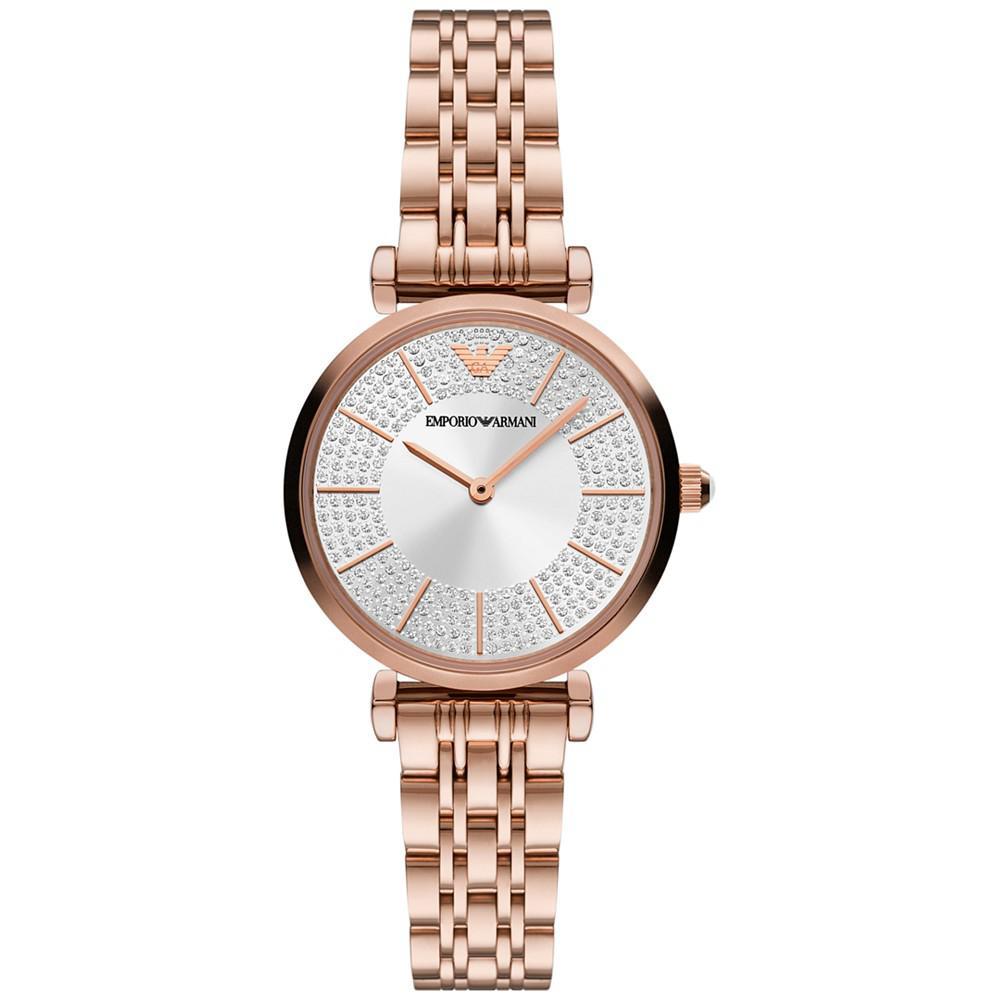 商品Emporio Armani|Women's Rose Gold-Tone Stainless Steel Bracelet Watch 32mm,价格¥2934,第1张图片