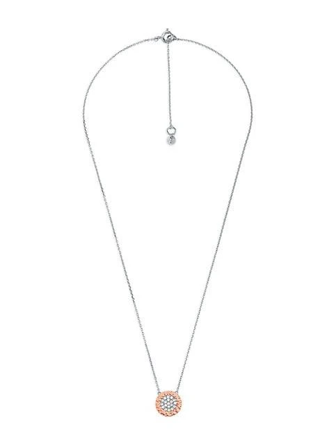 商品Michael Kors|14K-Rose-Gold-Plated, Sterling Silver, & Cubic Zirconia Monogram Pendant Necklace,价格¥929,第3张图片详细描述