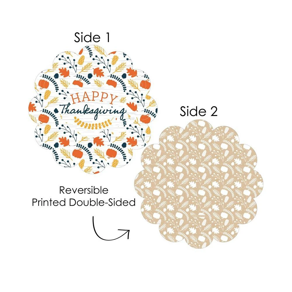 商品Big Dot of Happiness|Happy Thanksgiving - Fall Harvest Party Round Table Decor Paper Chargers 12 Ct,价格¥127,第3张图片详细描述