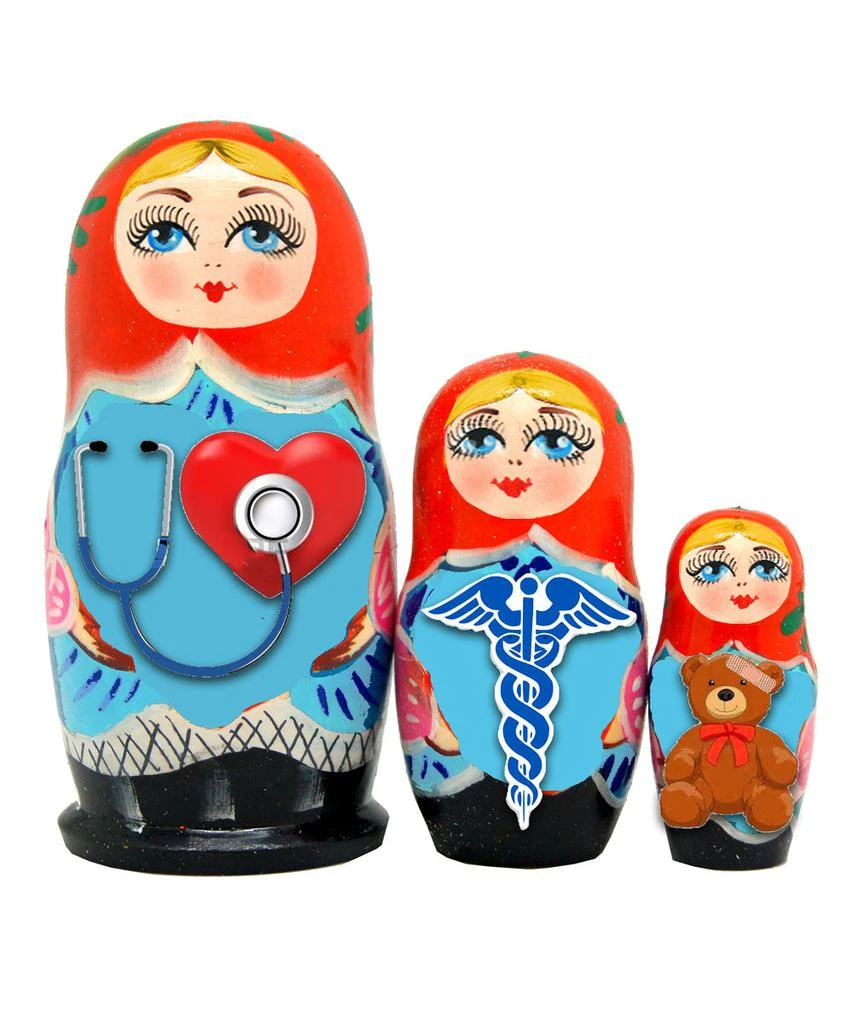 商品G. DeBrekht|Designocracy My Favorite Doctor 3-piece Russian Matreshka Nested Doll,价格¥271,第1张图片