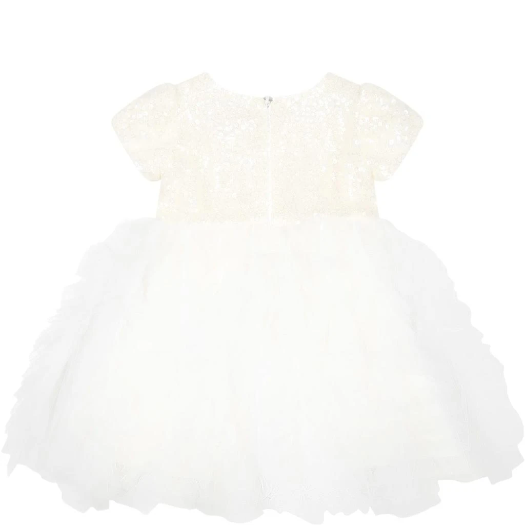 商品MONNALISA|White Dress For Baby Girl With Sequins,价格¥1872,第2张图片详细描述