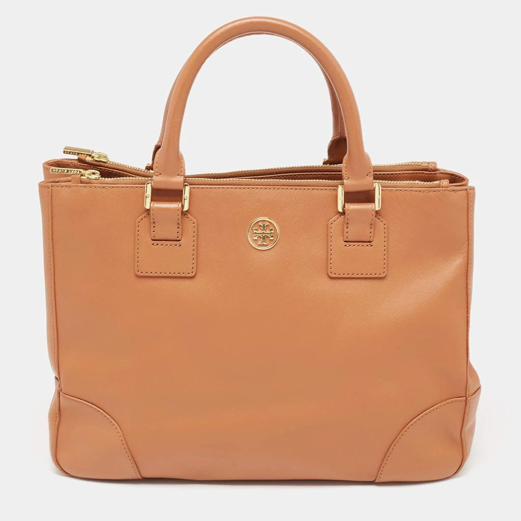 商品[二手商品] Tory Burch|Tory Burch Brown Leather Large Double Zip Robinson Tote,价格¥976,第1张图片