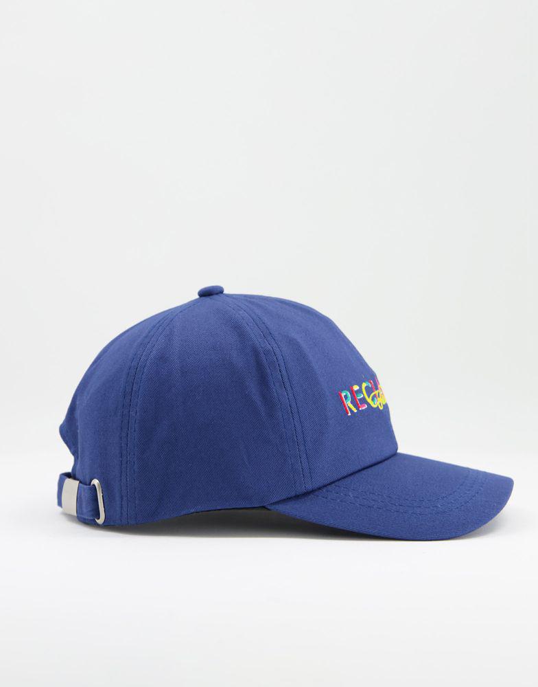 Reclaimed Vintage inspired unisex cap with rainbow logo in navy商品第2张图片规格展示