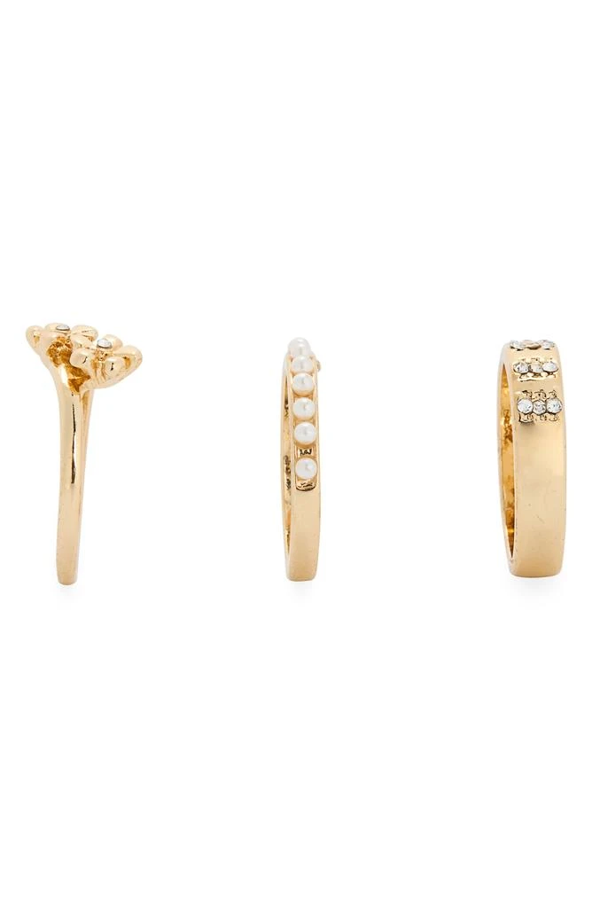 商品Nordstrom|Set of 3 Floral & Faux Pearl Rings,价格¥73,第2张图片详细描述