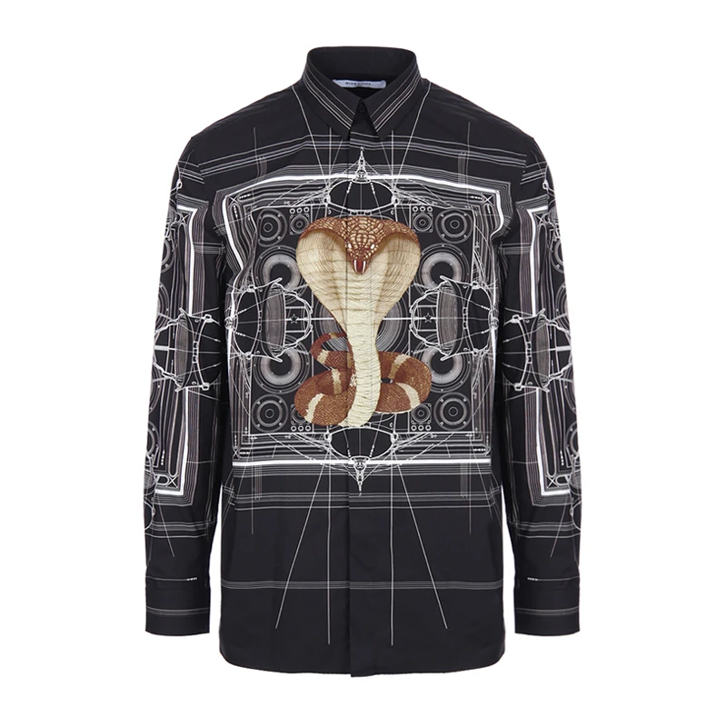 商品[国内直发] Givenchy|Givenchy 纪梵希 眼镜蛇黑色男士长袖衬衫 16W6451882-001,价格¥3881,第1张图片