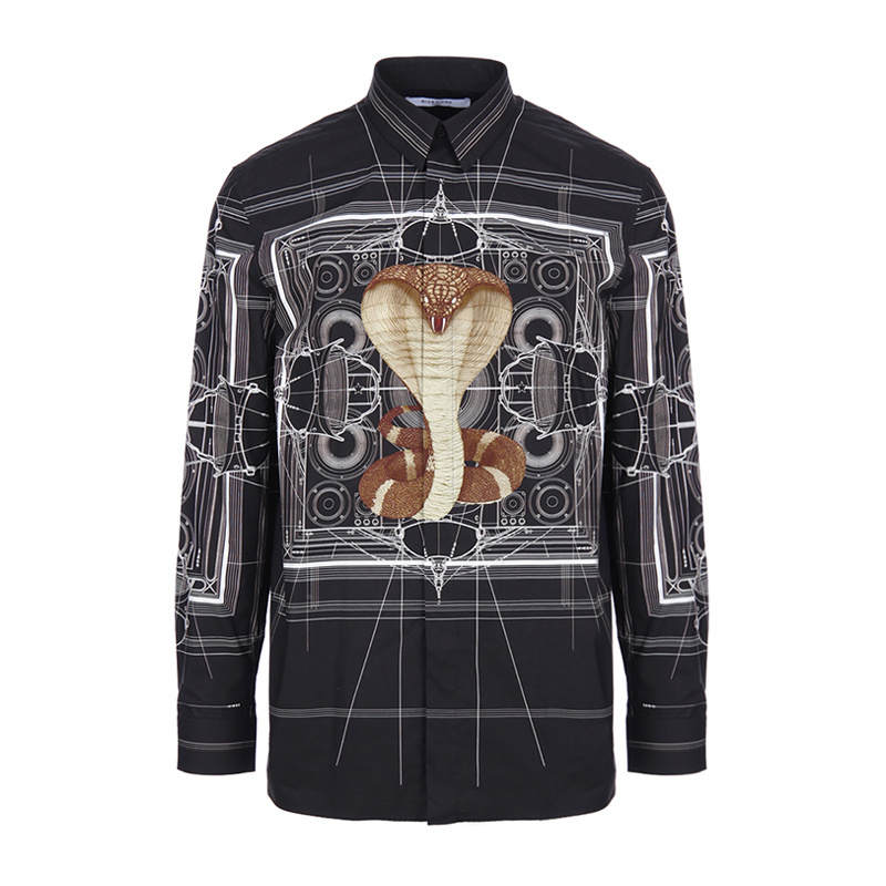 商品[国内直发] Givenchy|Givenchy 纪梵希 眼镜蛇黑色男士长袖衬衫 16W6451882-001,价格¥3567,第1张图片