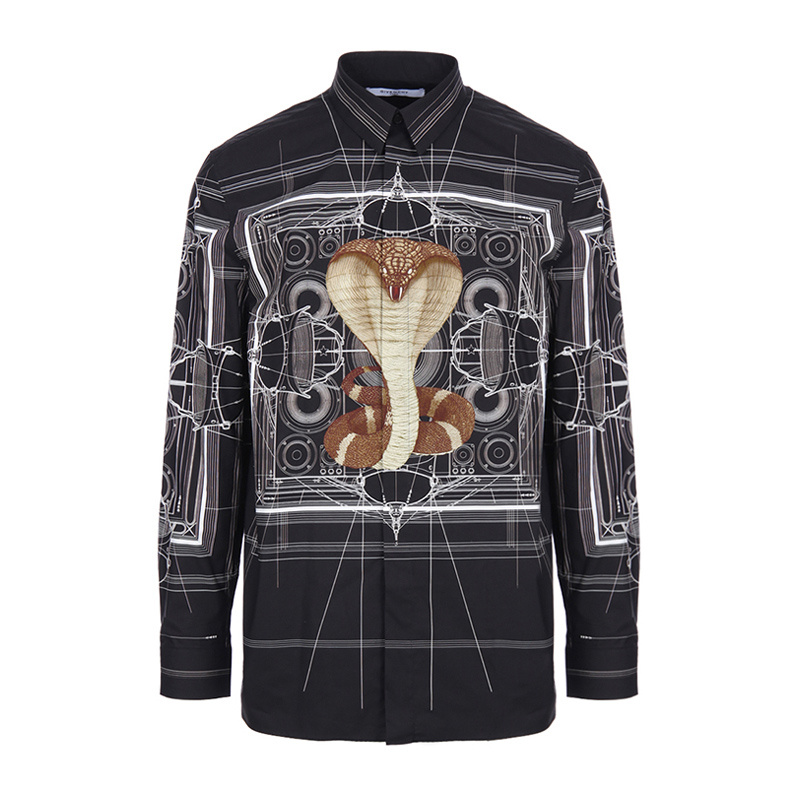 商品[国内直发] Givenchy|Givenchy 纪梵希 眼镜蛇黑色男士长袖衬衫 16W6451882-001,价格¥3567,第1张图片