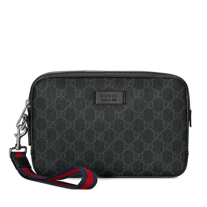 商品Gucci|GUCCI/古驰 GG系列 男士黑色/灰色GG印花帆布拉链开合手拿包,价格¥6095,第1张图片