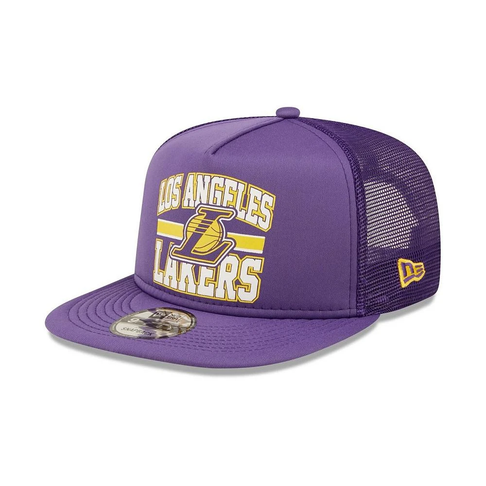 商品New Era|Men's Purple Los Angeles Lakers Logo A-Frame 9Fifty Trucker Snapback Hat,价格¥199,第2张图片详细描述