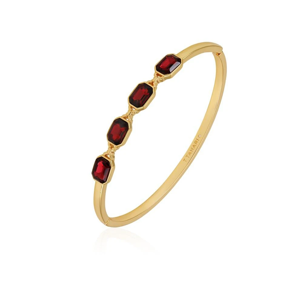 商品Tahari|Gold-Tone and Dark Red Glass Stone Hinge Bangle Bracelet,价格¥353,第1张图片