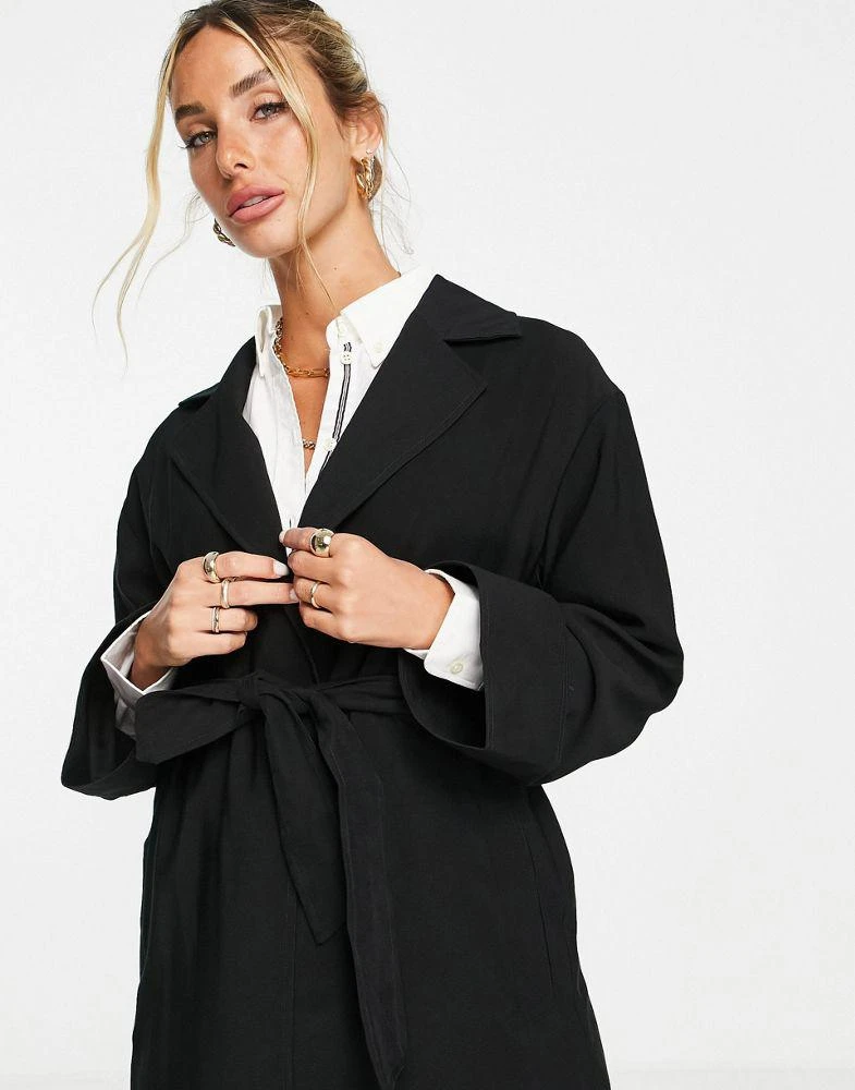 商品Topshop|Topshop duster coat in black,价格¥297,第2张图片详细描述