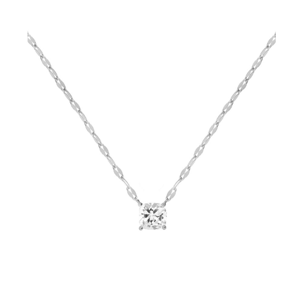 Cubic Zirconia Solitaire Pendant Necklace, 16" + 2" extender in Silver or Gold Plate商品第1张图片规格展示