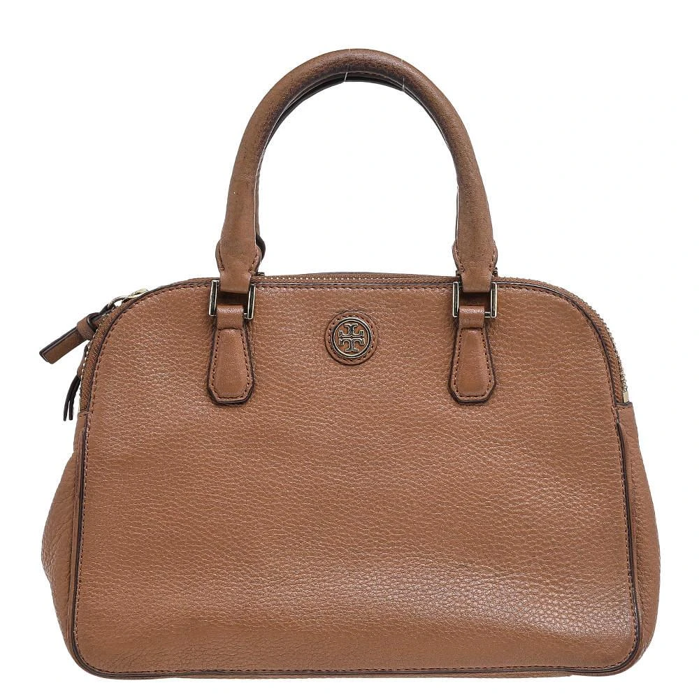 商品[二手商品] Tory Burch|Tory Burch Brown Leather Robinson Double Zip Dome Satchel,价格¥1123,第1张图片