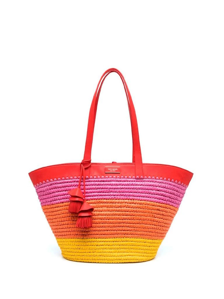 商品Kate Spade|Kate Spade `The Pier` Striped Straw Medium Tote,价格¥1405,第1张图片