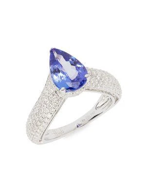 商品HUEB|Apus 18K White Gold, Tanzanite & 1.12 TCW Diamond Ring,价格¥39300,第1张图片